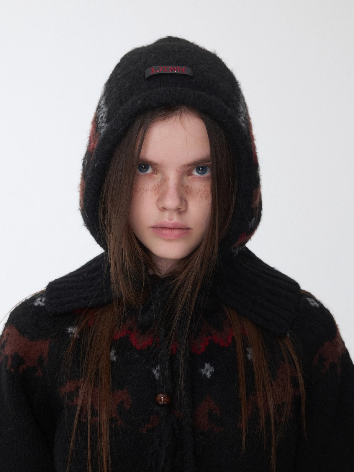 Fair Isle Pony Jacquard Knit Balaclava Hat