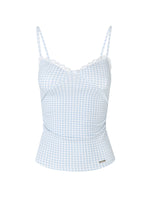 Blue Gingham Lace Camisole