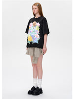 3D Butterfly Flower Crew Neck Cotton T-shirt