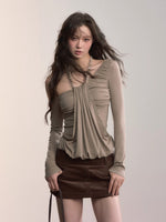 Corduroy Multi-Waistband Mini Skirt