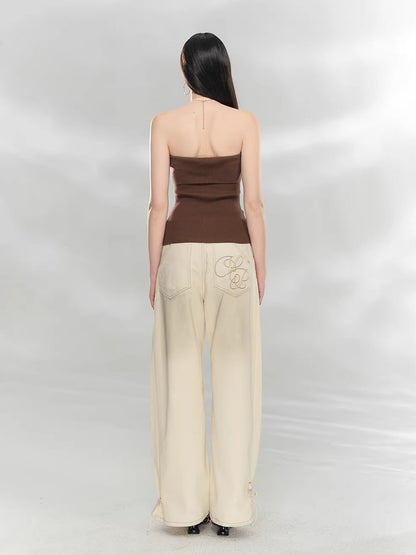 Contrast Zip Halter Top