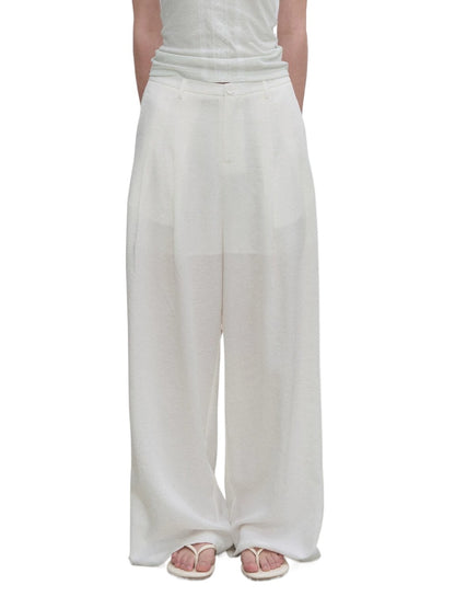 White Lace Overlay Wide Pants