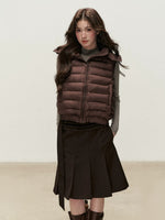 Reversible Floral Detachable Hood Down Vest