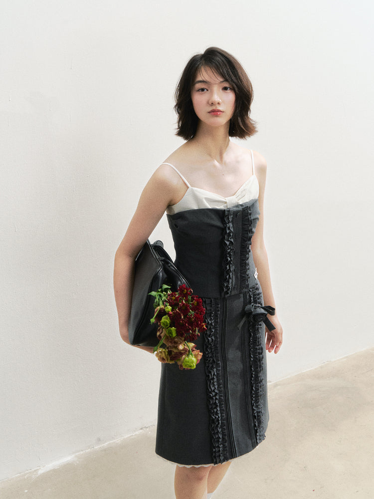 Miu-Style Lace Trimmed Camisole &amp; Skirt Set