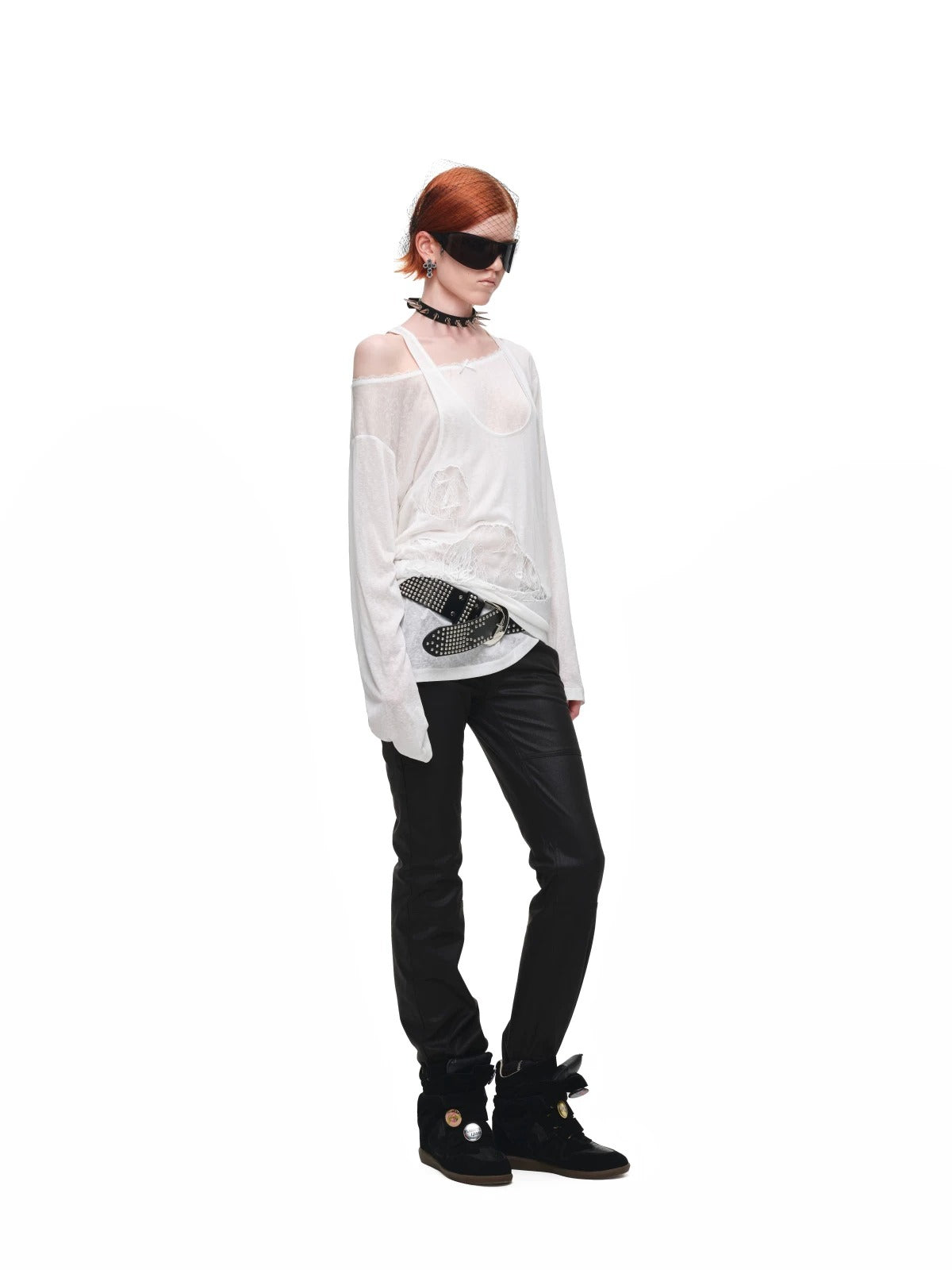 Washed Faux Leather Pants