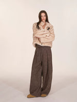 Speckled Wool Blend Wide Leg Pants