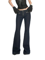Low-Rise Zip Flare Jeans