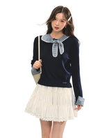 Cable Knit Checkered Sweater