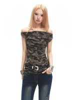 Camo Off-Shoulder Tank Top
