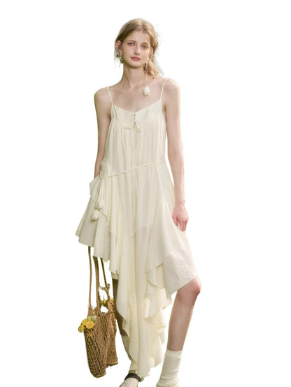 Washed Cotton Irregular Design Slip Dress