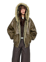 Fur Hood Pocket Puffer Jacket