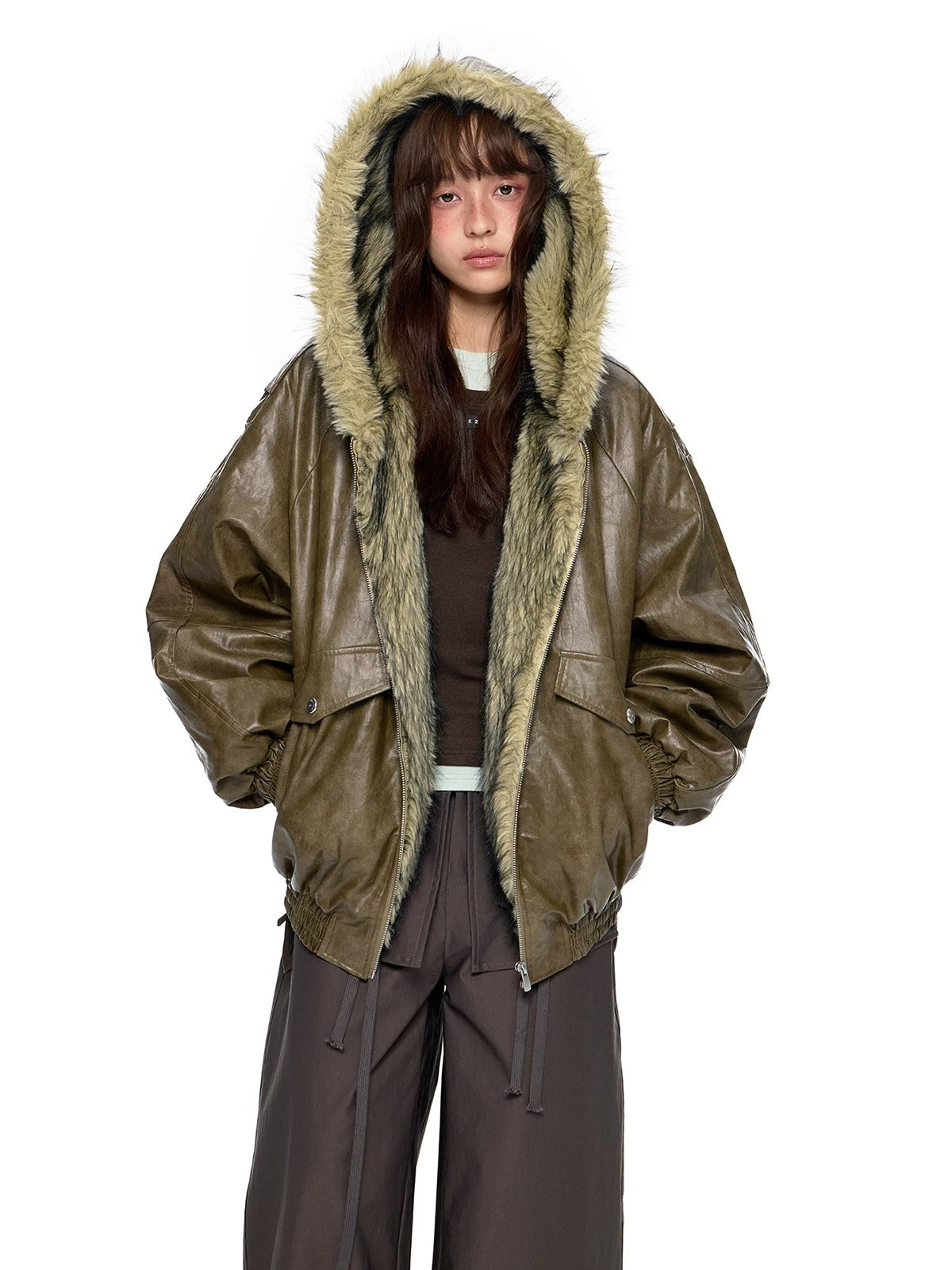 Fur Hood Pocket Puffer Jacket