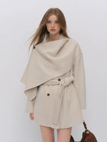 Modern Cape Scarf Wool Coat