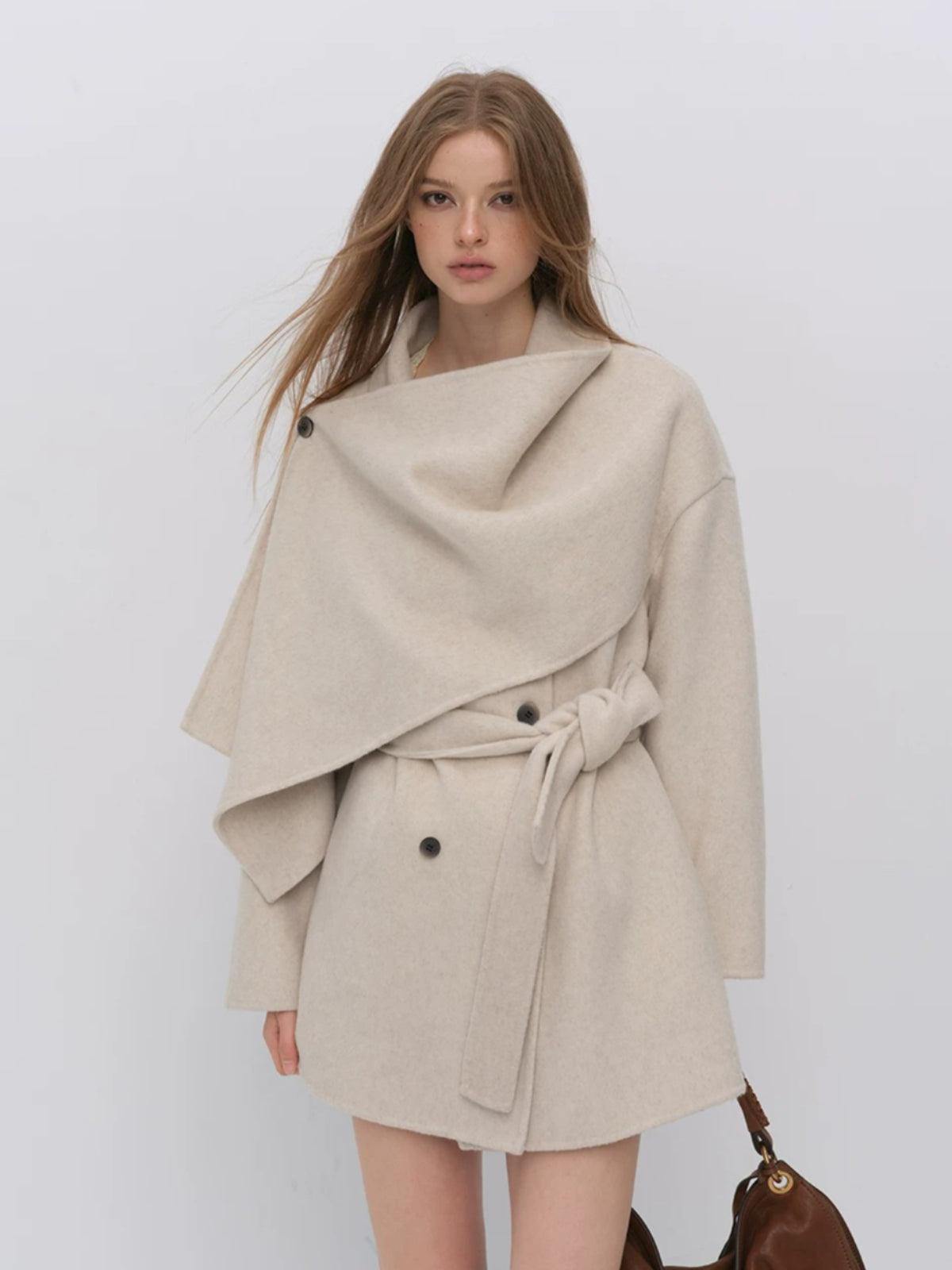 Modern Cape Scarf Wool Coat