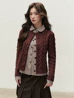 Peter Pan Collar Layered Knit Cardigan