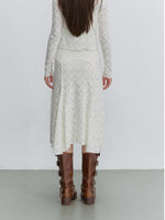 Apricot Lace Cardigan & Skirt Set