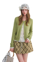 Green Contrast Layered Knit Cardigan