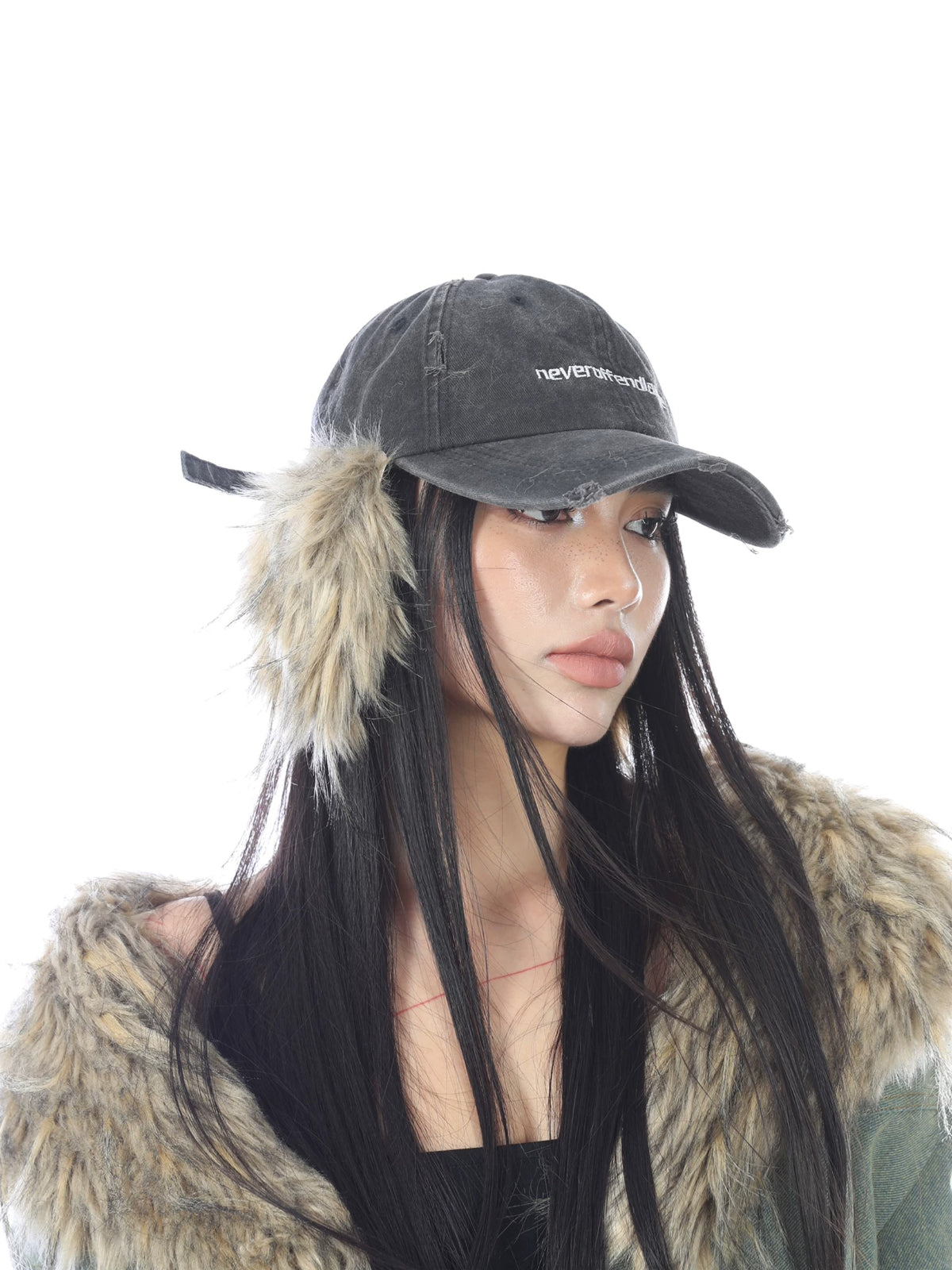 Distressed Embroidered Denim Cap
