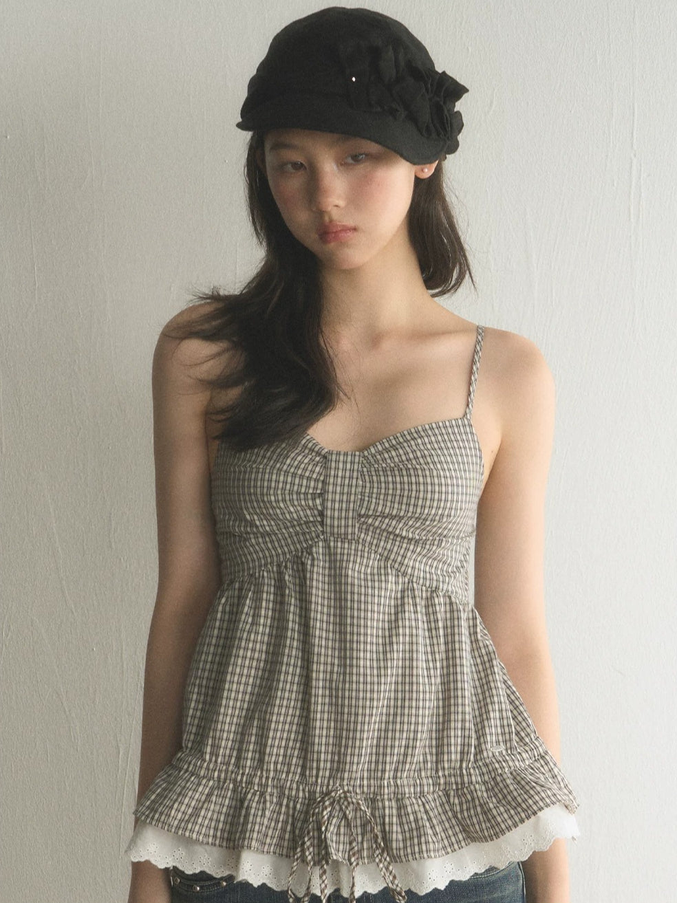 Plaid Ruffle Cami Top