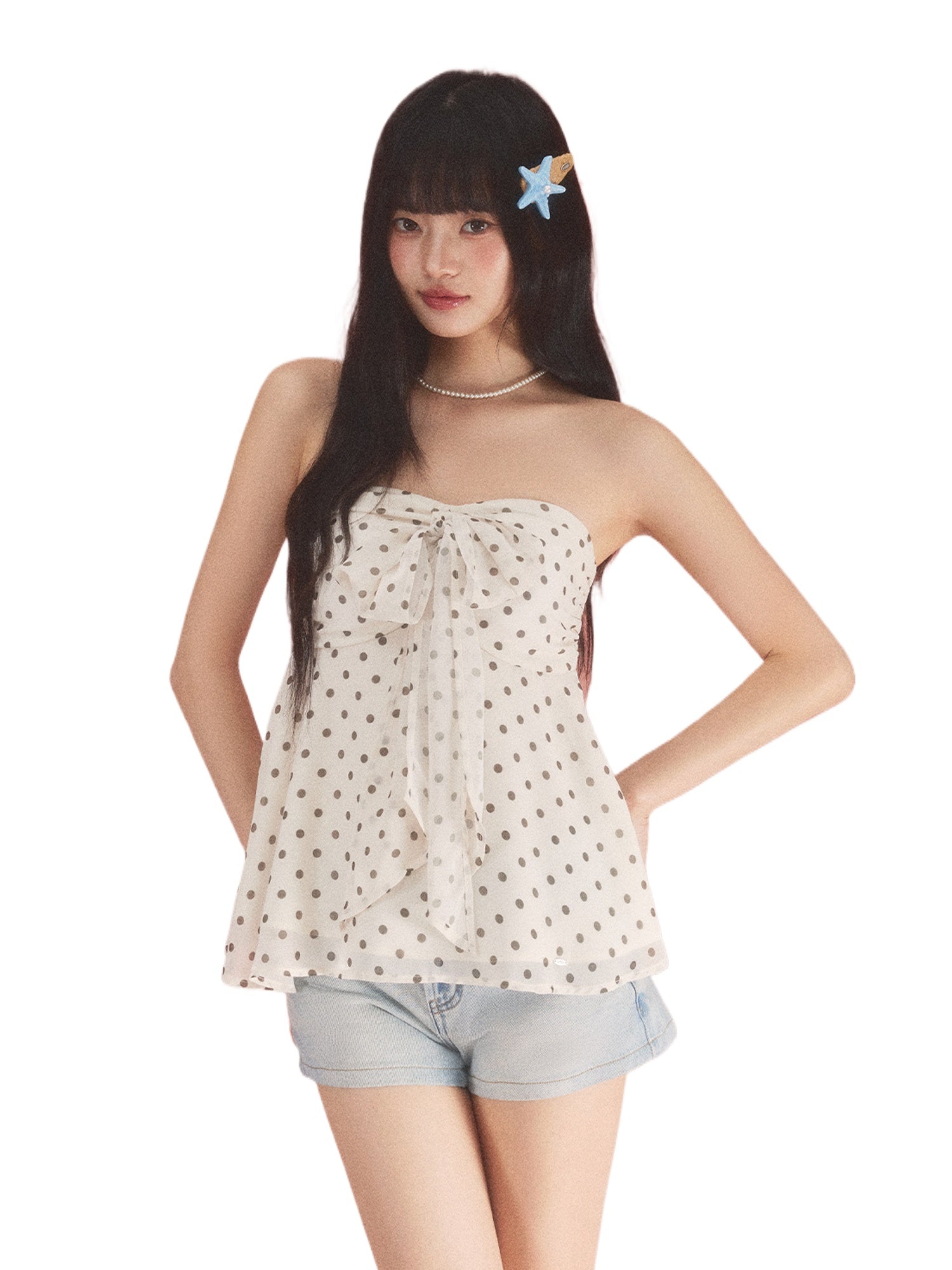 Bow Polka Dot Tube Top
