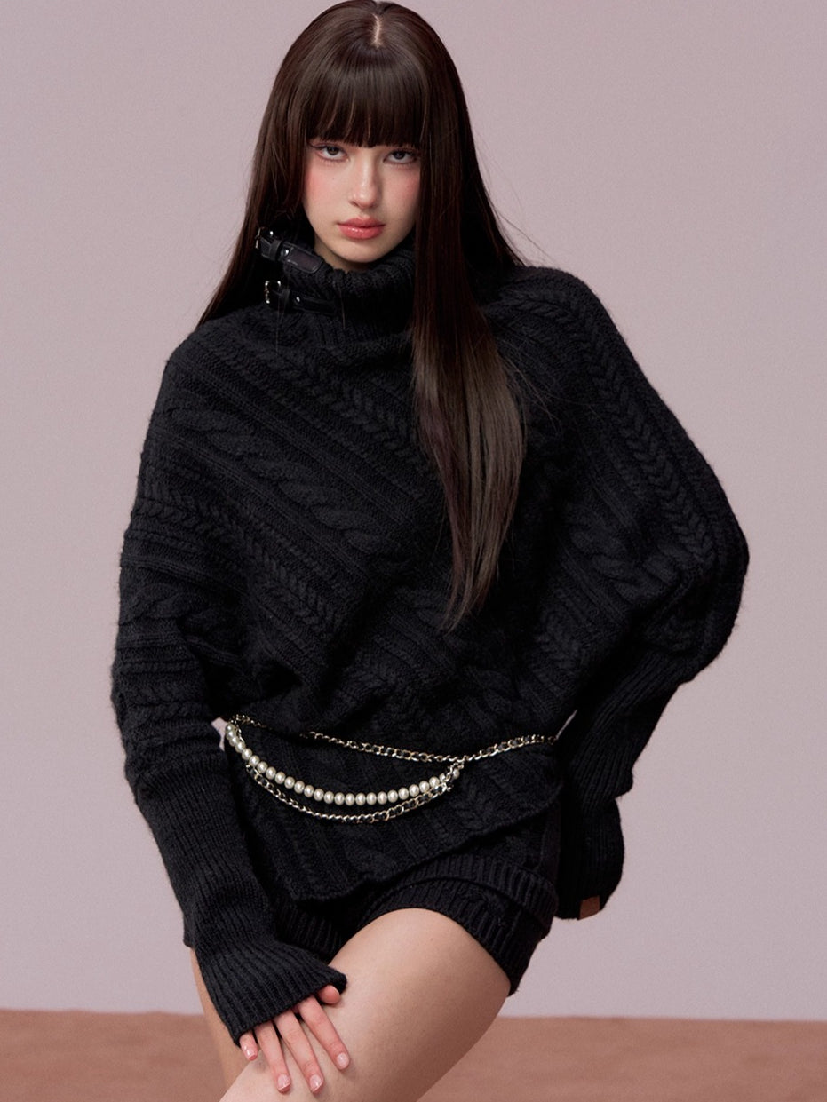 Oversized Cowl Neck Cape Sweater