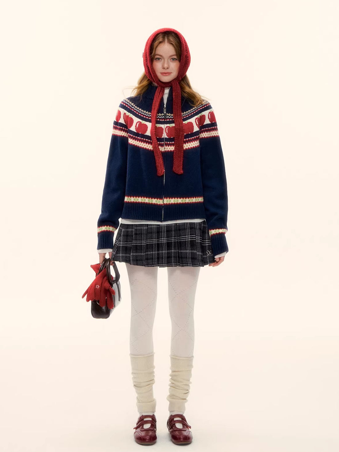 Fair Isle Zip Knit Cardigan