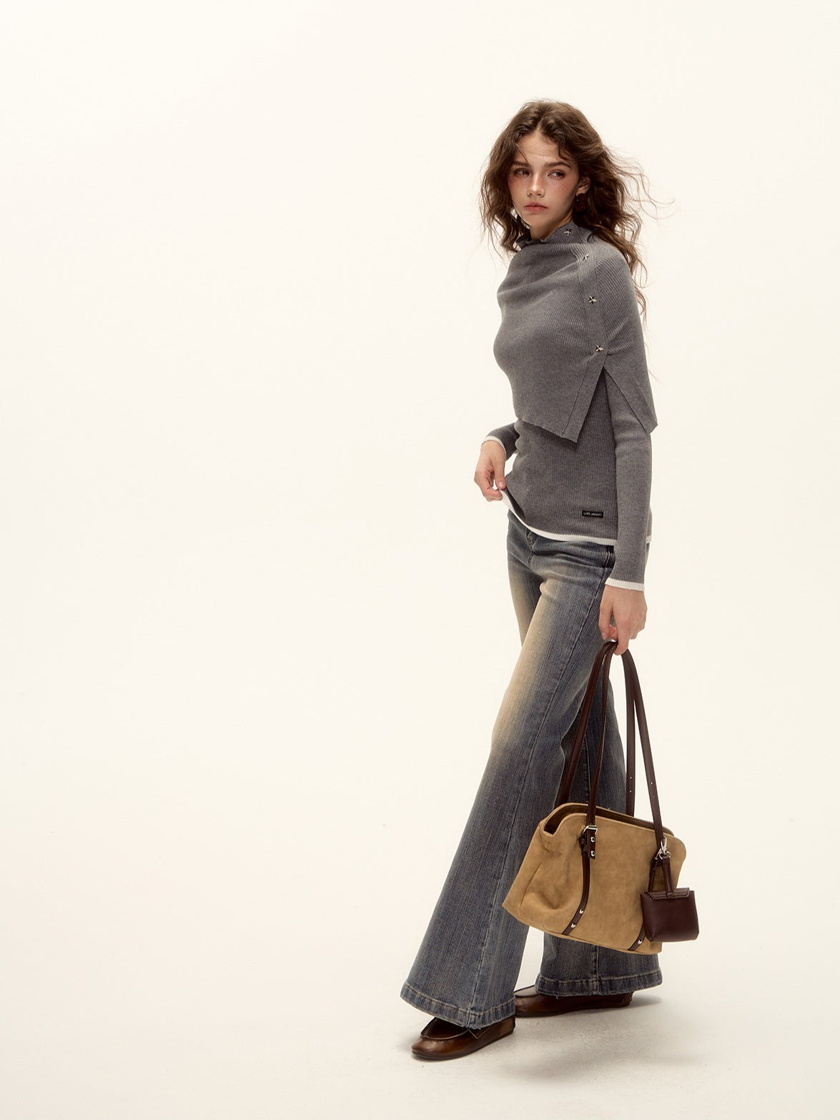 Detachable Cape Turtleneck Knit