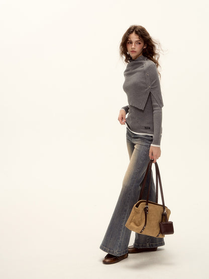 Detachable Cape Turtleneck Knit