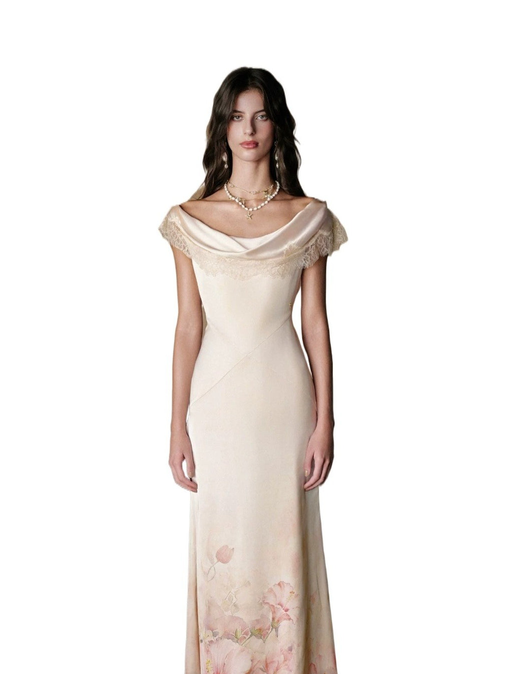Floral Print Satin Mermaid Dress