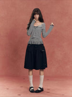 Lyocell Stripe Cardigan & Lace-Trim Cami Set