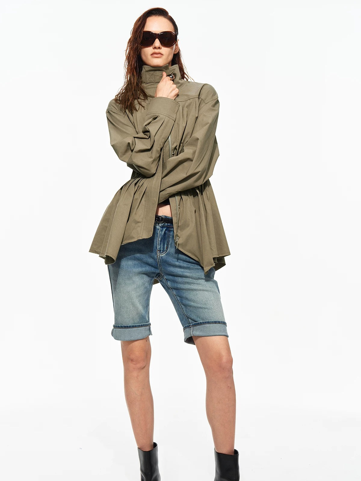 Pleated Waist Utility Jacket