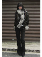 Faux Leather Fur Lined Jacket