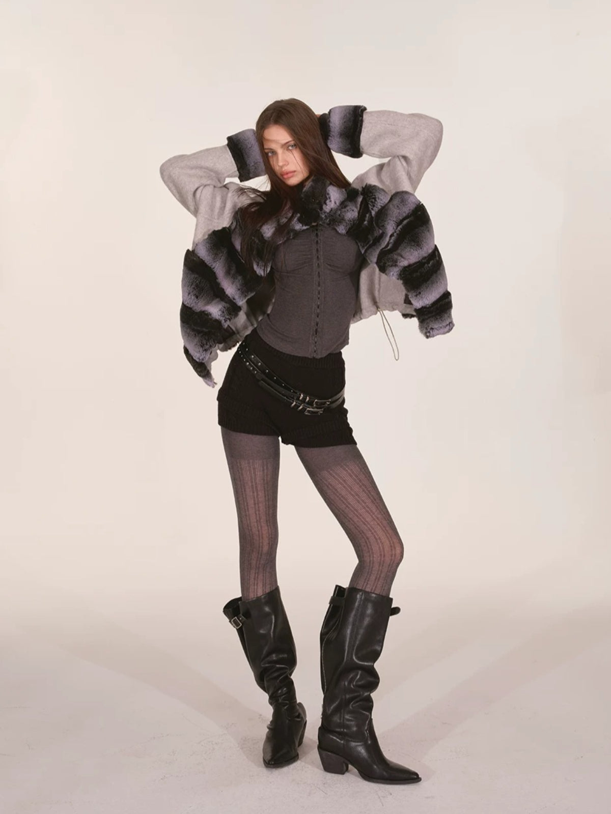 Gradient Faux Fur Wool Coat