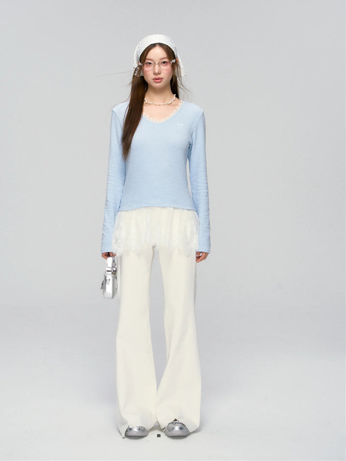 White Fringed Bell-bottom Wide-leg Jeans