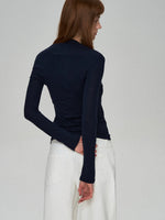 Lyocell Wool Pleated Beaded Tee