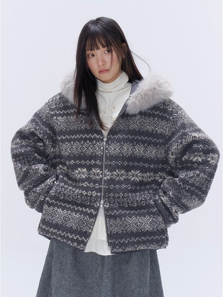 Fair Isle Sherpa Hooded Jacket