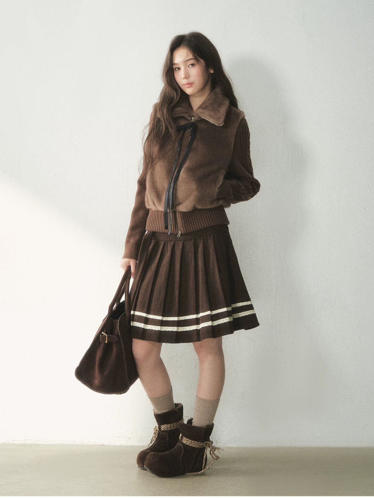 Oversized Collar Faux Fur Jacket