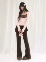 U-Neck Hooded Knit Cardigan & Camisole Set