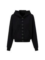 Button Embroidered Cropped Hoodie