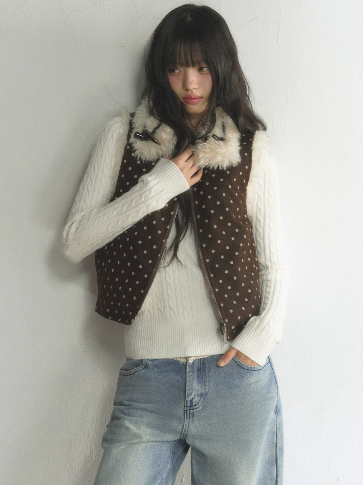 Reversible Polka Dot Fleece Vest