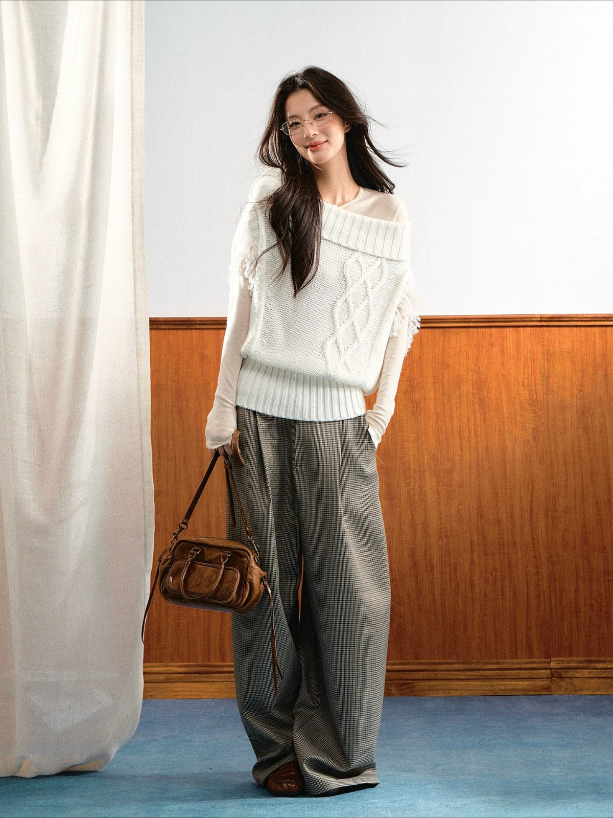 Asymmetric Cable Knit Sweater