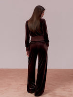 Velvet Sports Sweatshirt & Wide-Leg Pants Set