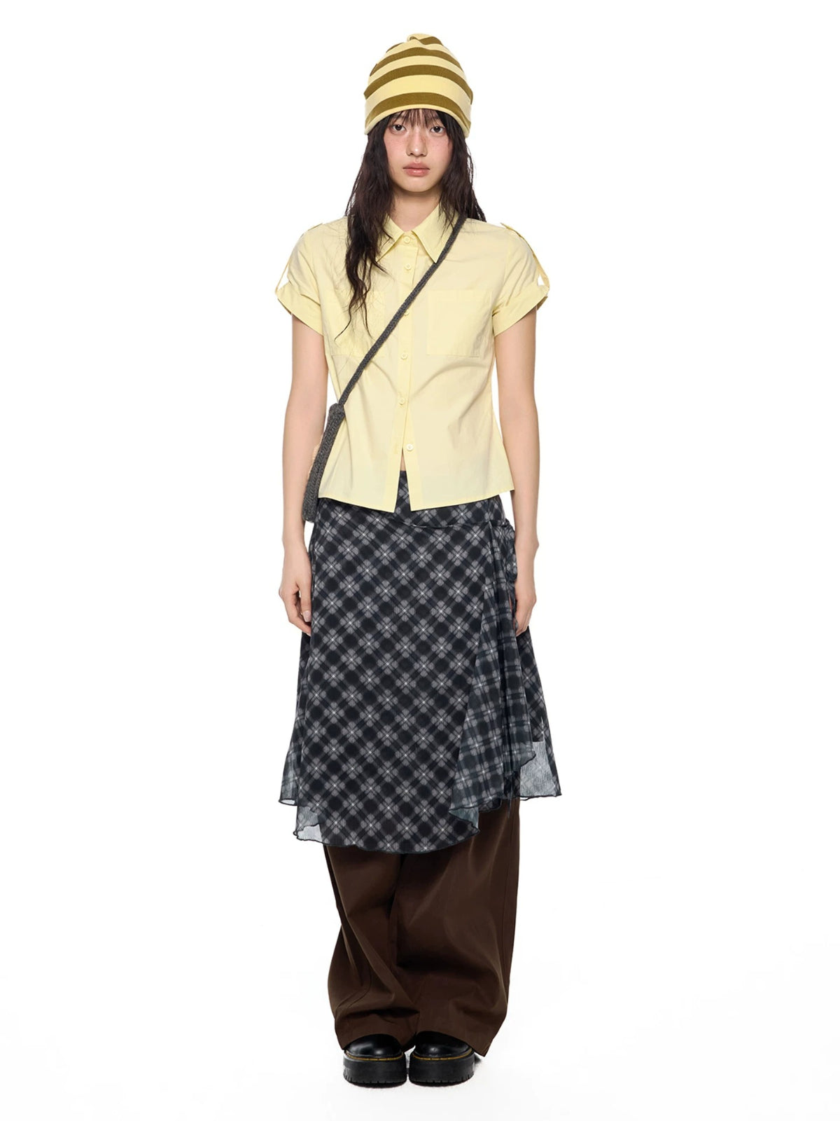 Plaid Short Sleeve Slim Shirt
