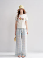 White And Blue Fruit Print Tee