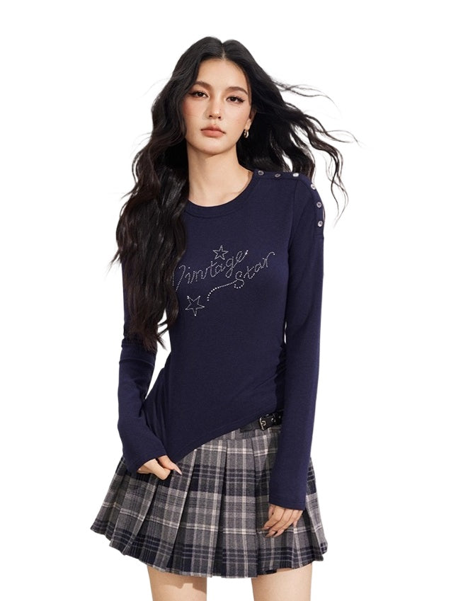 Blue &amp; White Rhinestone Star Slim-Fit T-shirt