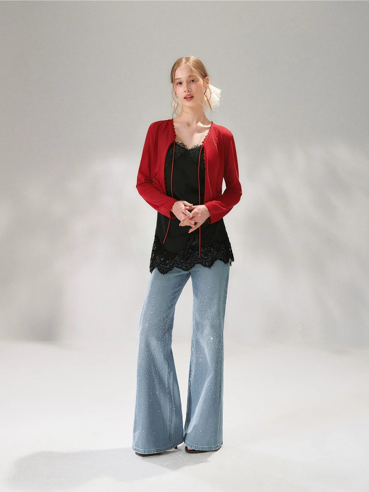 Lace Trim Silk Camisole