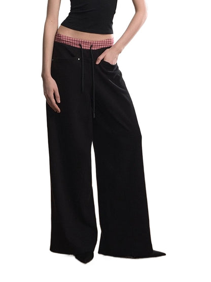 Contrast Waistband Pocket Casual Pants