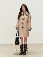 Plaid Hooded Wool Duffle Coat
