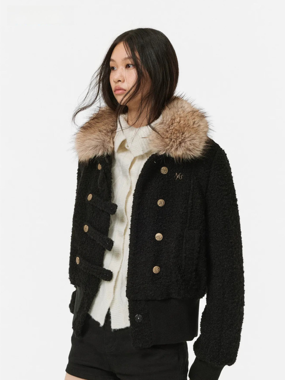 Detachable Faux Fur Bouclé Jacket