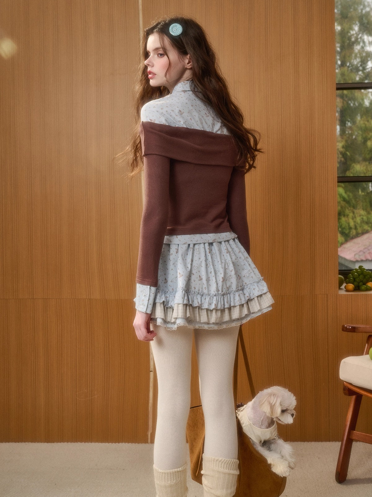 Rabbit Print Knit Two-Piece Set